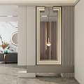 Modern Entryway Hallway Interior With Tall Mirror And Recessed Lighting Fixtures