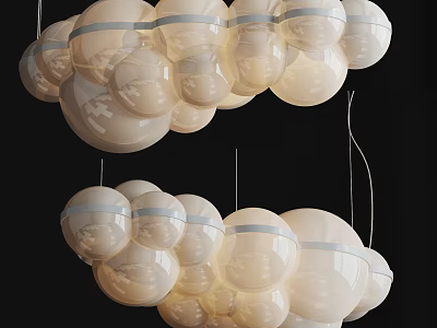 Stylish Modern Chandelier With White Spherical Glass Pendants Cluster Design 3d model