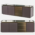 Modern TV Stand With Glass Top Dark Wood Cabinet And Gold Drawers Design
