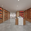 Specialty Store Interior With Wooden Counter And Shelves Displaying Various Products