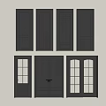 Black Hinged Doors With Various Styles And Glass Panels For Interior Design 3d model
