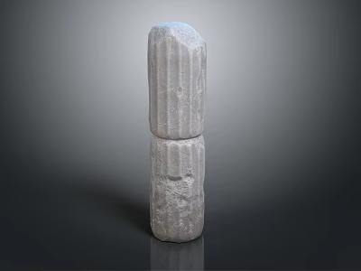 Fluted Stone Column with Stacked Sections in Classical Architectural Design 3d model