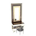 Elegant Modern Dressing Table With Gold Framed Mirror Marble Top And Vanity Chair