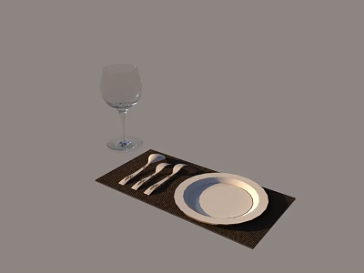 Modern Tableware Tableware Tableware Combination Glass Knife and Fork 3d model