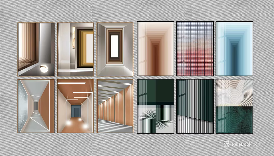 Modern Corridor Interior Designs With Various Materials And Lighting Effects 3d model 
