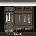 Modern Gray Wardrobe Storage Design With Hanging Folded Clothes And Shelves