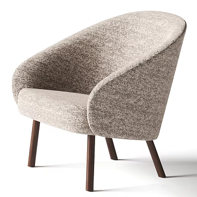 Modern Comfortable Accent Chair With Soft Fabric Armrest And Curved Dark Wooden Legs 3d model