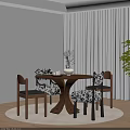 Round Wooden Table and Chair Set with Floral Cushions in Cozy Dining Space