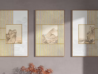 New Chinese Landscape Painting Hanging Painting 3d model