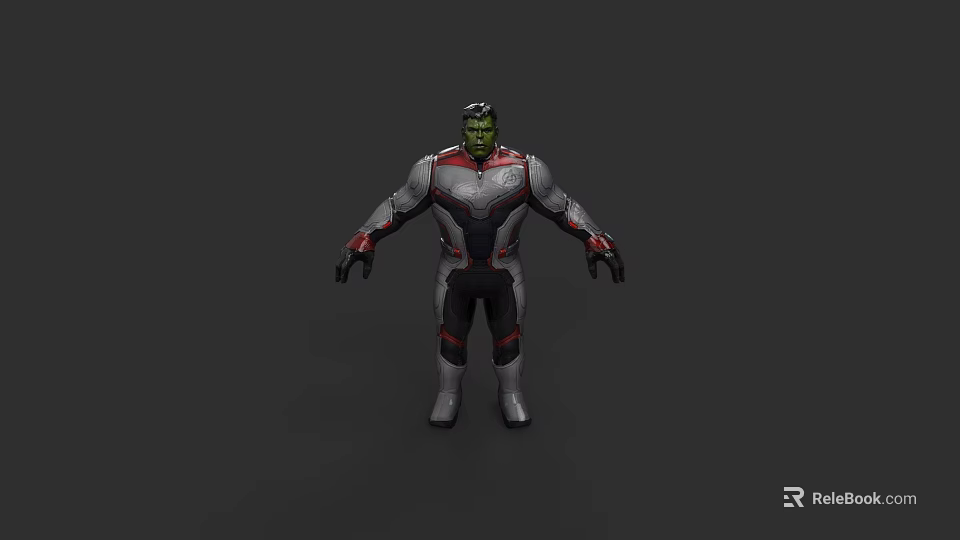 Hulk Superhero Character In White Red Black Armor Suit Standing Pose 3d model 