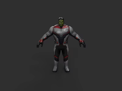 Hulk Superhero Character In White Red Black Armor Suit Standing Pose 3d model