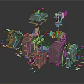 Exploded View Of Engine Mechanical Components With Metal Parts And Precision Machinery