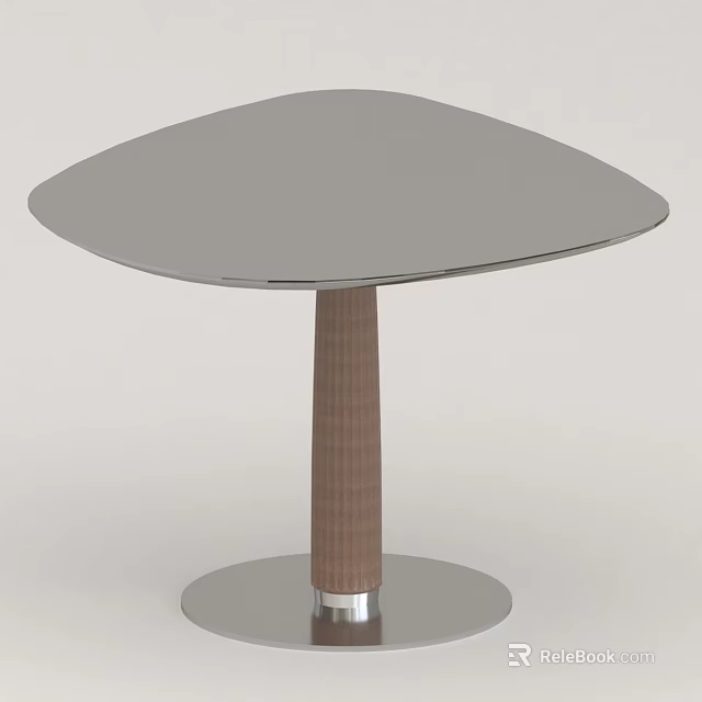 Sleek Modern Mushroom Shaped Table With Textured Brown Leg And Circular Base 3d model