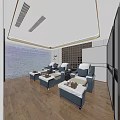 Elegant SPA Sauna Interior With Purple Lit Glass Block Wall Wooden Loungers And Light Strips