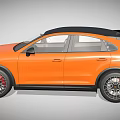 Orange Porsche SUV Convertible With Sporty Design And Black Wheels Front View
