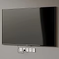 Wall Mounted Black Screen TV On Gray Wall With Power Outlet 3d model