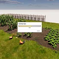 Lush Vegetable Garden With Chickens Green Plants And Wooden Fence
