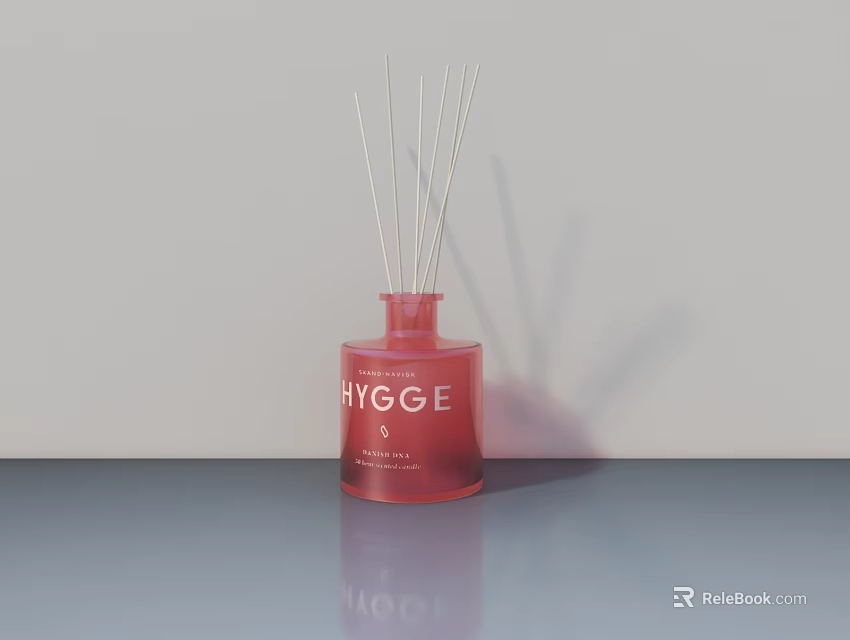 Red Vase With Decorative Flowers On Grey Table Light Grey Background Interior 3d model