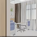 Bright Hospital Room Interior With Two Beds Wooden Headboards Green Plant Paintings And Flower Vase