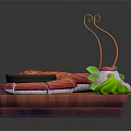 Commercial Catering Equipment Including Wooden Tray Small Bowl Chopsticks And Green Garnish