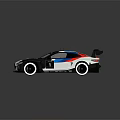 BMW Racing Car With Blue Red White Livery And Aerodynamic Rear Wing Design