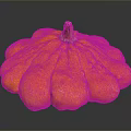 Orange Flower Shaped Pumpkin with Textured Surface on Black Background and Reflection