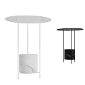 Modern White and Black Side Tables with Round Top and Marble Base 3d model