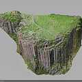 Natural Rock Formation With Green Vegetation Columnar Cliffs And Winding Pathway In Lush Landscape