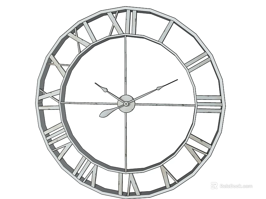 Round Wall Clock with Roman Numerals and Classic Minimalist Design Features 3d model 