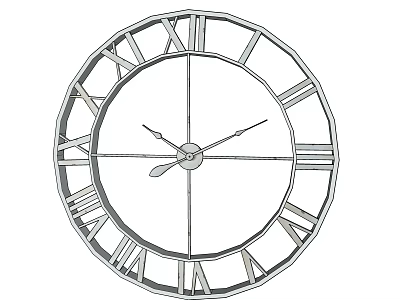 Round Wall Clock with Roman Numerals and Classic Minimalist Design Features 3d model
