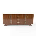 Classic Wooden TV Stand with Dark Brown Finish and Metal Handle Drawers