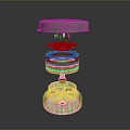 Multi Layer Metallic Mechanical Device With Top Cover Gear Coil And Reflective Base 3d model