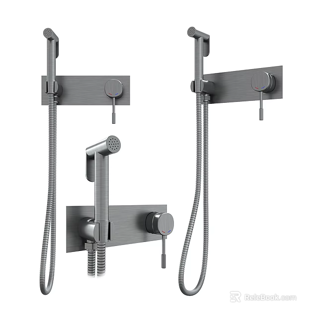 Modern Stainless Steel Shower System With Wall Mounted Design And Handheld Sprayer 3d model 