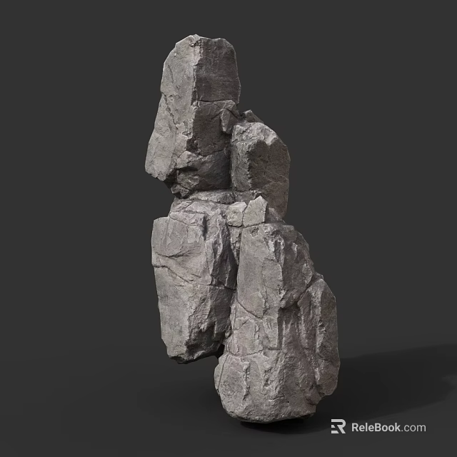 Natural Stone And Wood Decorative Structure With Textured Surfaces And Rustic Design 3d model 