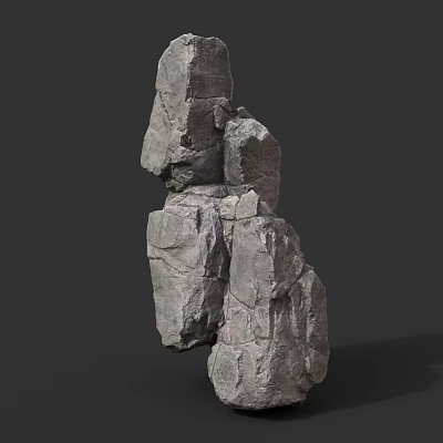 Natural Stone And Wood Decorative Structure With Textured Surfaces And Rustic Design 3d model