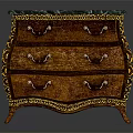 Classical Wooden Chest of Drawers With Gold Accents And Green Marble Top
