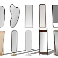 Different Shaped Floor Standing Mirrors With Wooden Metal Frames And Pedestal Bases