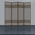 Modern Folding Hinged Door with Vertical Slats for Interior Room Divider 3d model