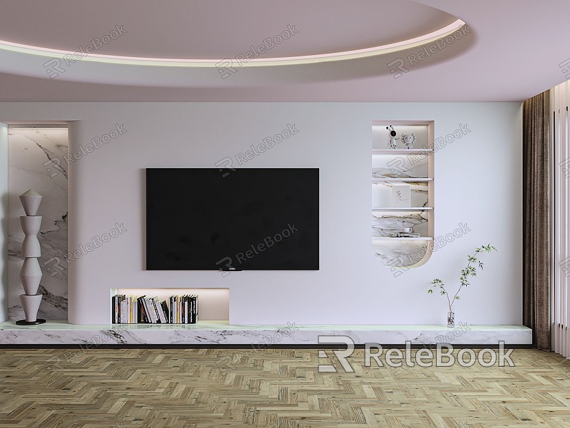 Quiet wind living room decoration TV wall model