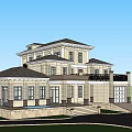 European Style Detached Villa With Dark Roof Light Exterior Large Windows And Balcony Steps