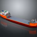 Orange Flat Deck Cargo Water Vessel With Commercial Equipment And Modern Design