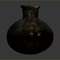 Ancient Bronze Vase With Rounded Body Curved Handle And Textured Surface 3d model