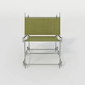 Modern Lounge Chair With Green Fabric Seat And Metal Frame Design