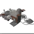 3D Architectural Scene Components With Dome Multi Story Building Metal Plates And Circular Rings