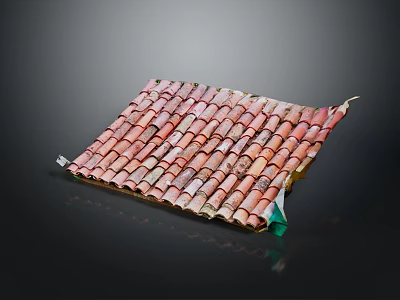 Realistic Terracotta Roof Model With Red Clay Tiles And Overlapping Structure 3d model