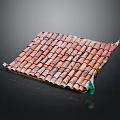 Realistic Terracotta Roof Model With Red Clay Tiles And Overlapping Structure