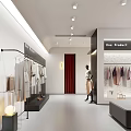 Modern Fashion Store Interior With Mannequins Reception Desk And Display Lighting