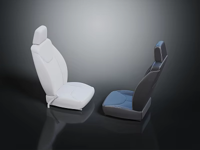 Modern Car Seats With White And Dark Upholstery And Stylish Design 3d model