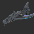 Futuristic Fighter Jet 3D Model With Sleek Structure And Blue Light Accents