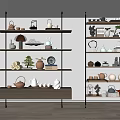 Ornaments Combination Bookshelf Bookcase Teapot 3d model